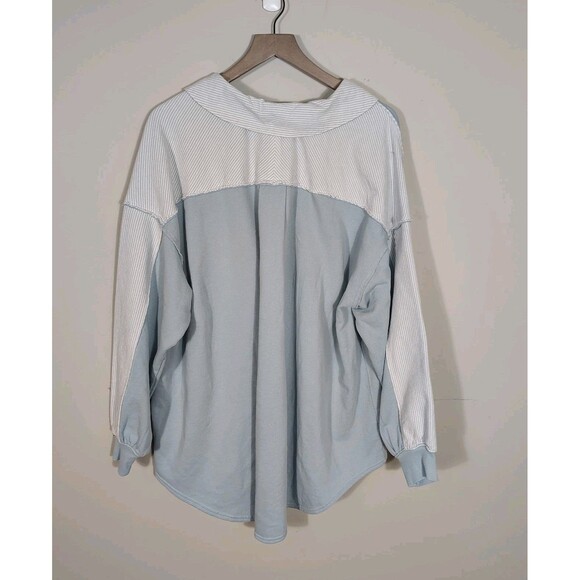 Free People Madeleine Sweatshirt Womens Size XS Blue Striped Oversized Pullover - Picture 7 of 12